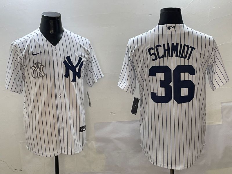 Men New York Yankees #36 Schmidt White Stripe Game 2025 Nike MLB Jersey style 6->new york yankees->MLB Jersey